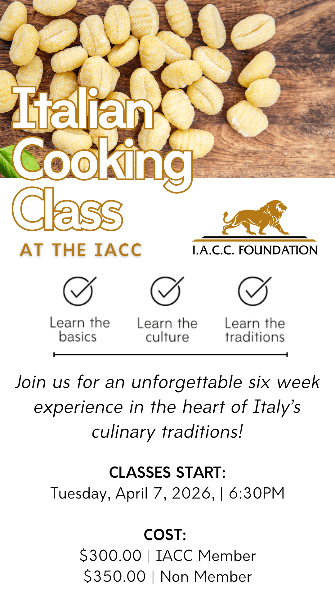 Italian Cooking Class-April 7th