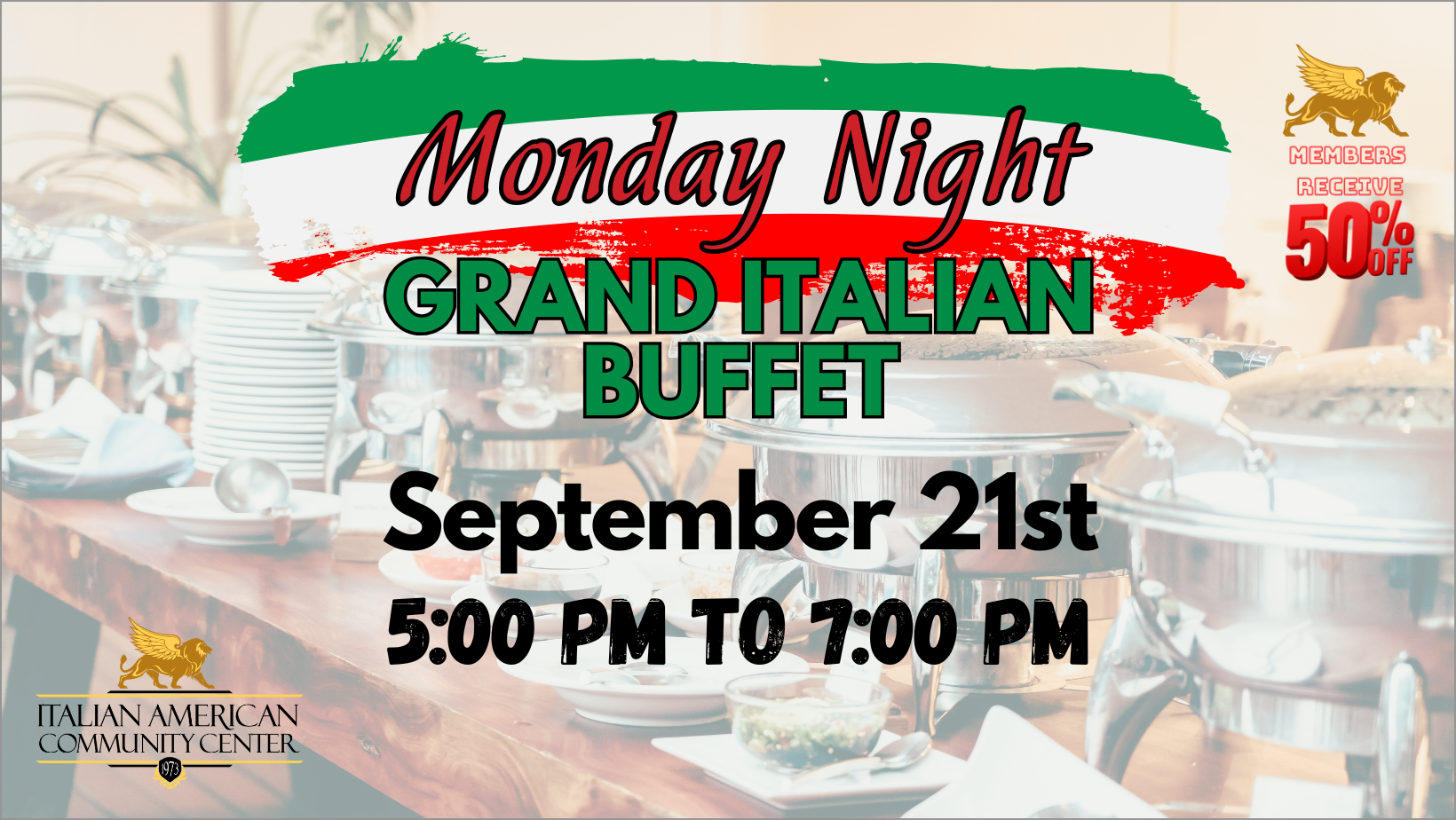 September Monday Night Buffet- September 21